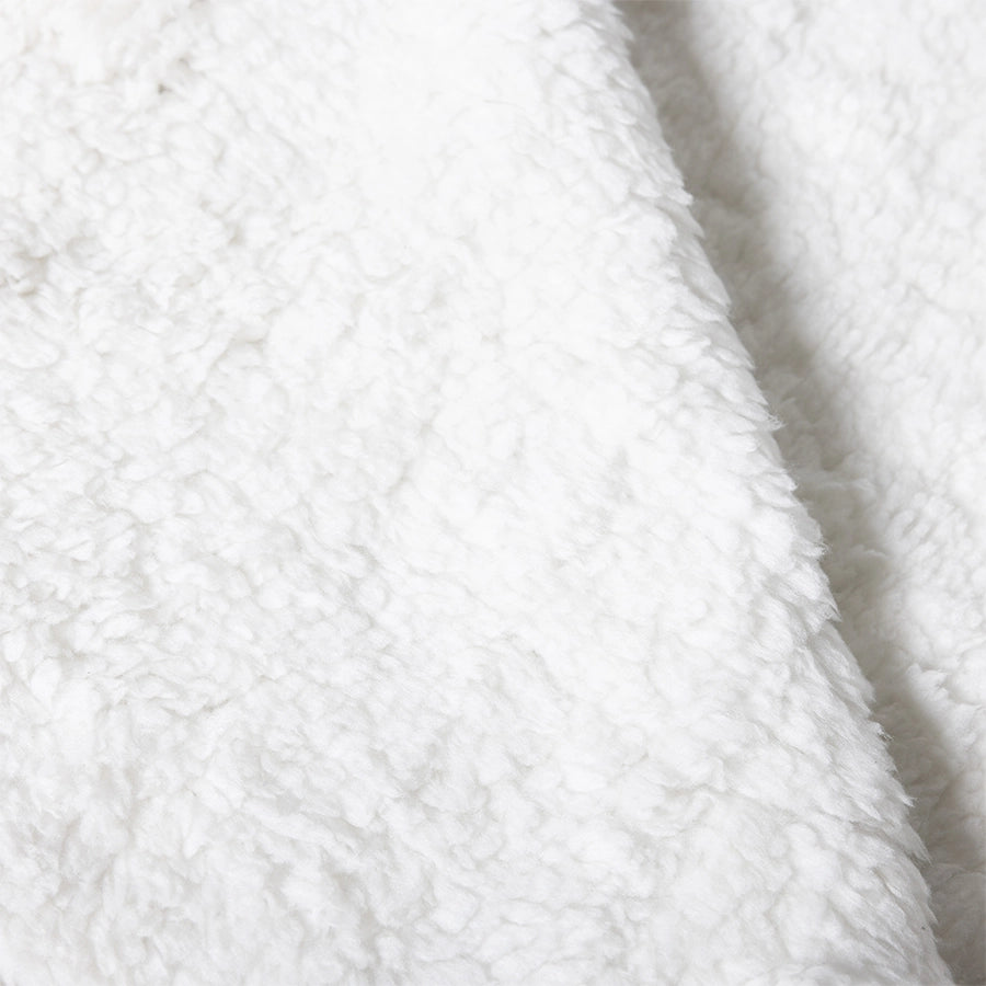 fleece inside of a checkered sherpa throw blanket