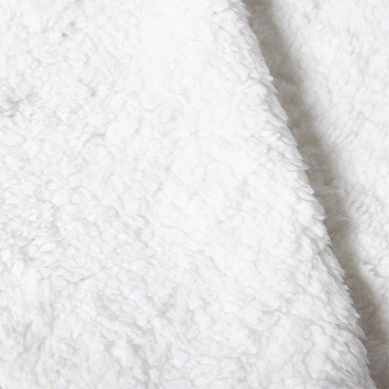 fleece inside of a checkered sherpa throw blanket