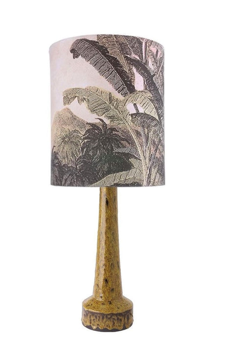 stoneware base with jungle print lampshade table lamp