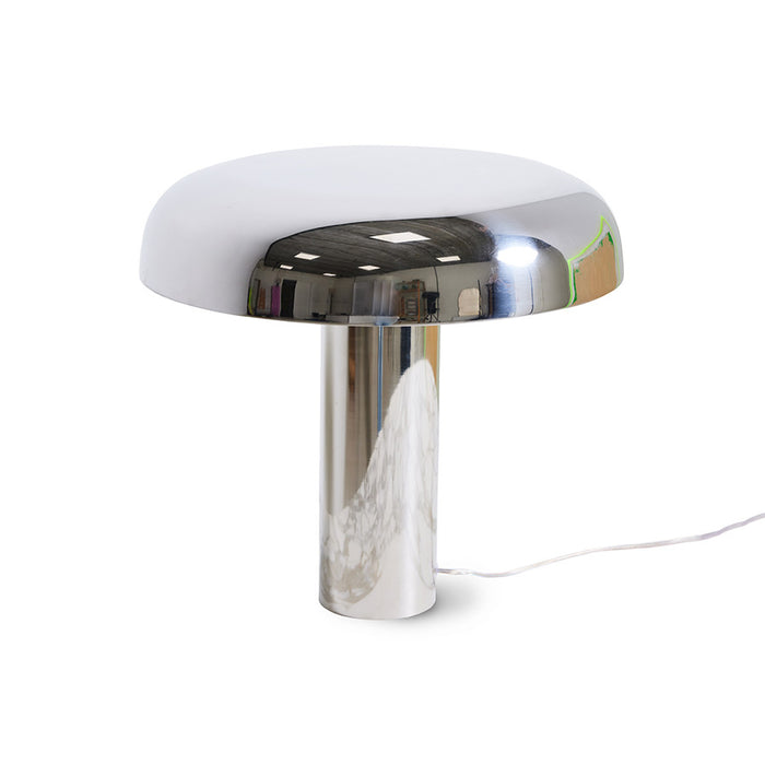 mushroom shape chrome colored table lamp