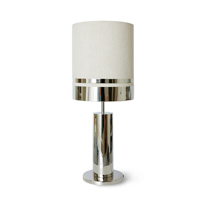 chrome and linen modern table lamp