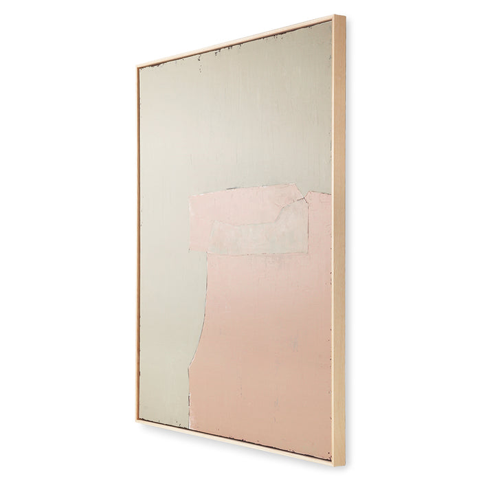 framed, abstract painting with soft pastel colors