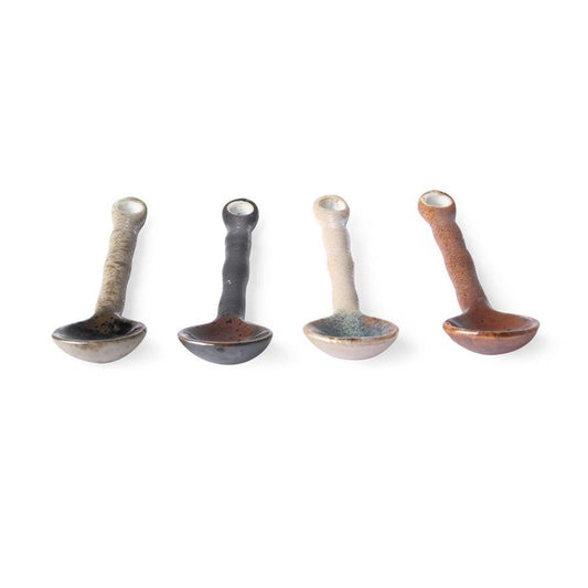 set of 4 delicate spoons made from stoneware