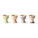 set of 4 multi colored  ceramic egg cups
