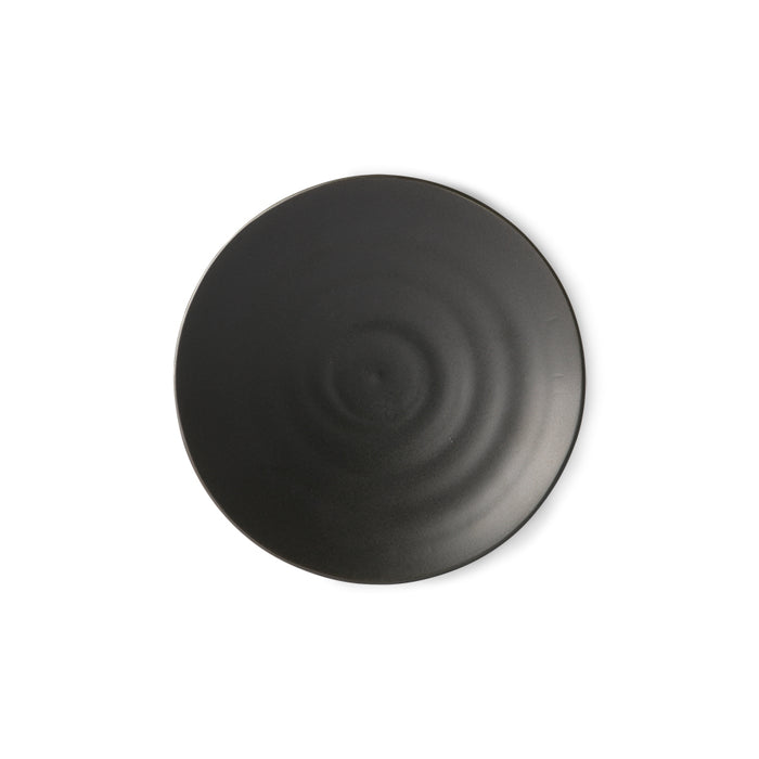 black dessert plate with flat finish