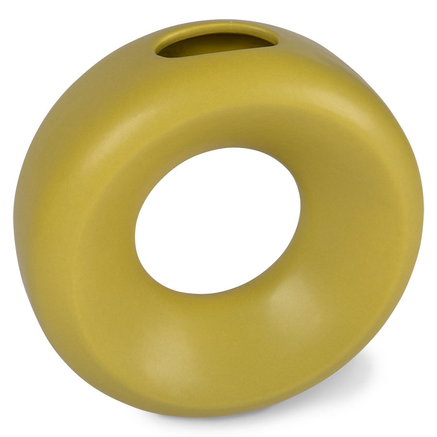 green circle vase made from earthenware