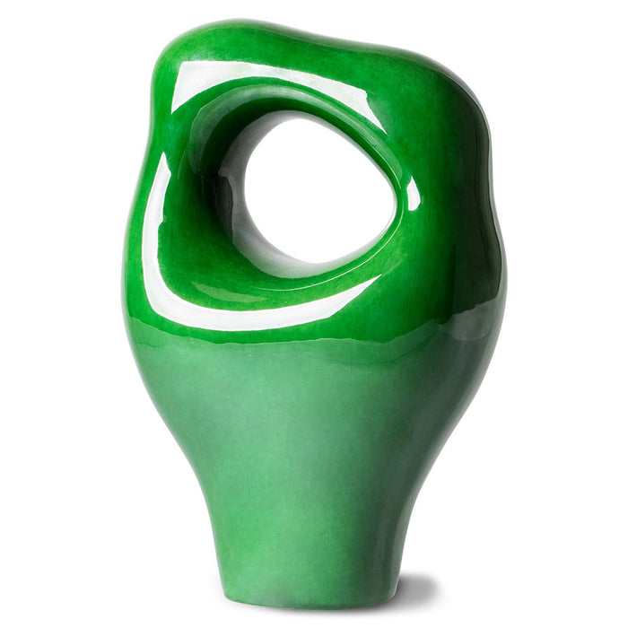 green colored organic shaped sculpture