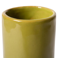 Ceramic twisted object - glossy olive