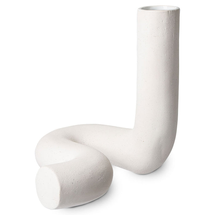 white twisted object made from stoneware