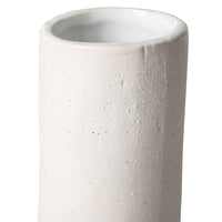 detail of textured finish on a white sculptural twisted vase