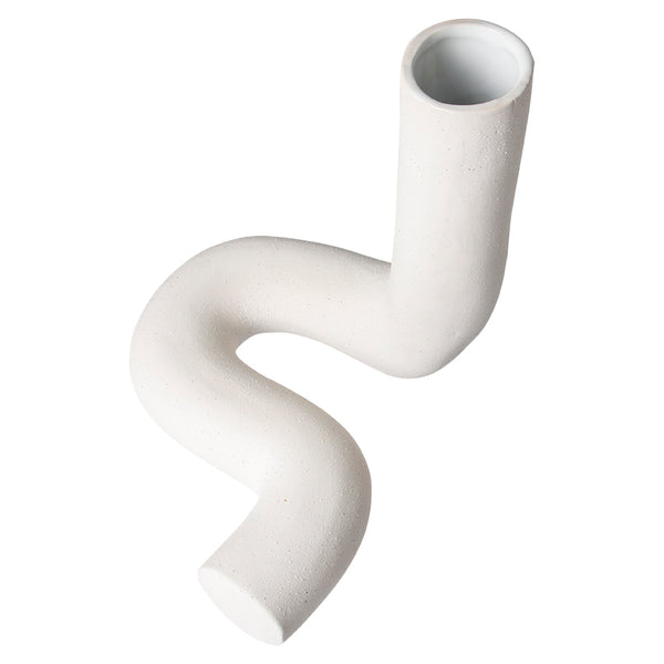 white stoneware sculpture vase with rough finish