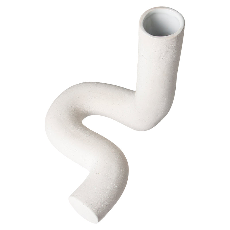 white stoneware sculpture vase with rough finish