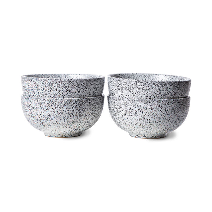 set of 4 stoneware bowls with a speckled finish 