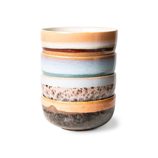set of 4 stoneware tapa bowls with reactive glaze finish