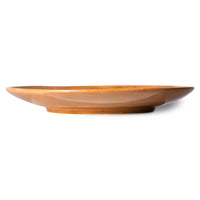 stoneware round dinner plate orange and cream color