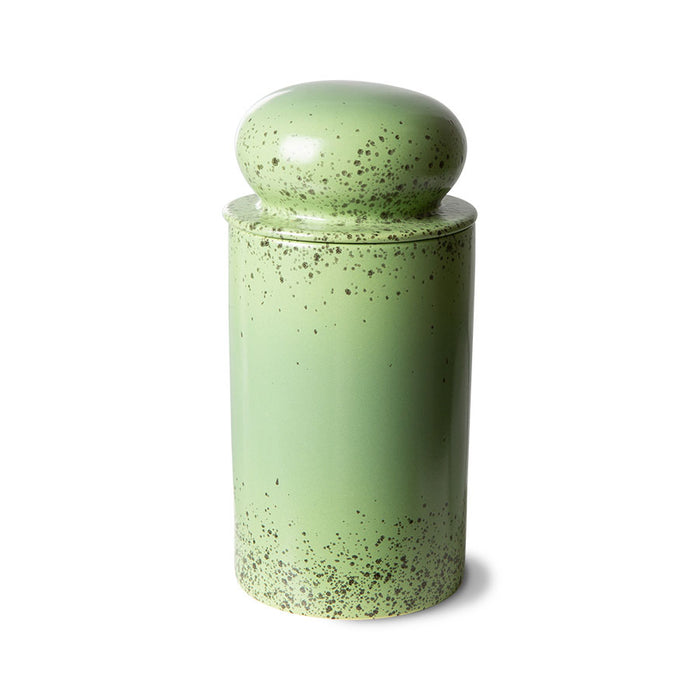retro style green storage jar