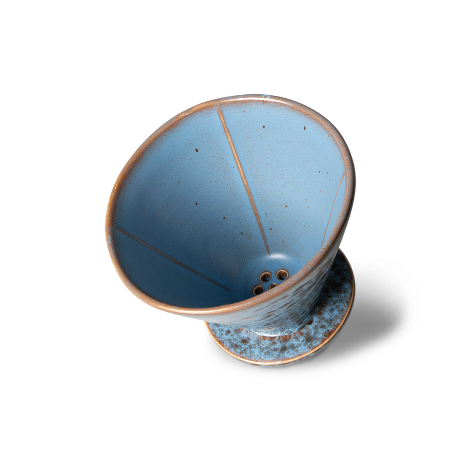 stoneware, blue colored coffee filter