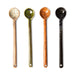 set of 4 long ceramic spoons with reactive glaze in taupe, green, orange and black