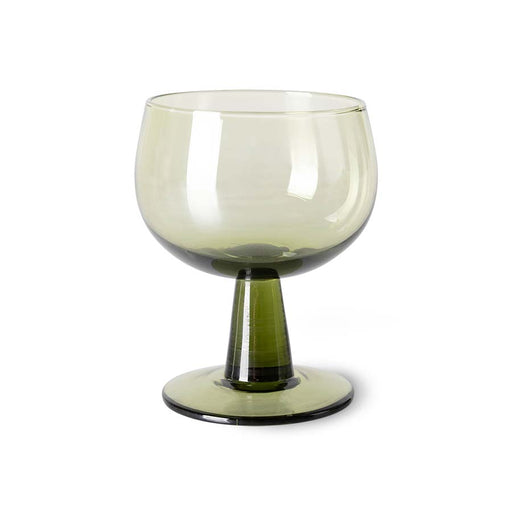 olive green wine glass on low stem