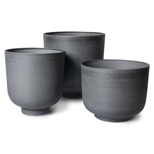 set of 3 metal planters in charcoal color