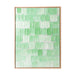 framed abstract painting with green blocks