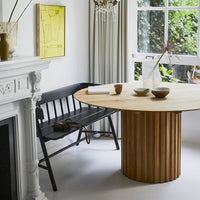 black bench at dining table