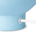 detail of ice blue lamp base with white cord