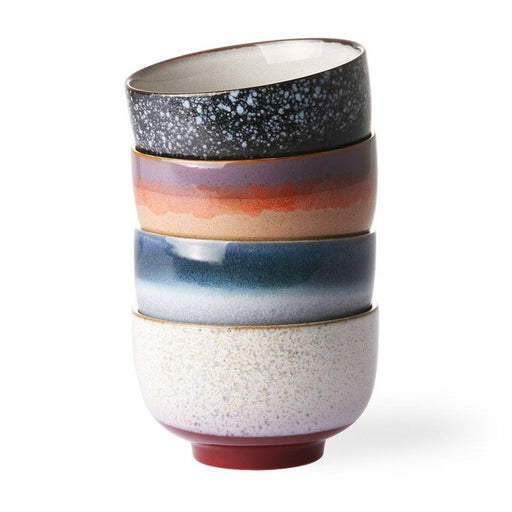stack of 4 bowls with different colors in modern retro design