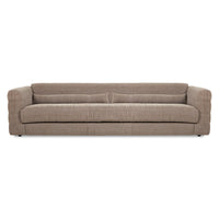 contemporary style club couch in a taupe color fabric that is a mix of linen and cotton