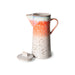 tall orange and cream colored textured finished stoneware coffee pot