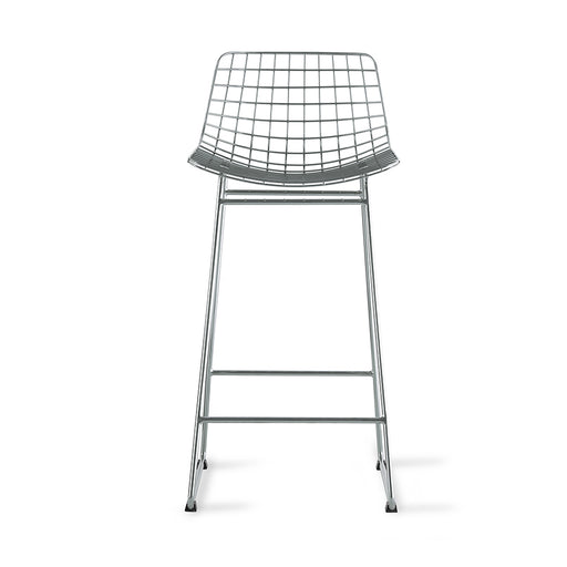 mid century modern bar stool in silver metal 