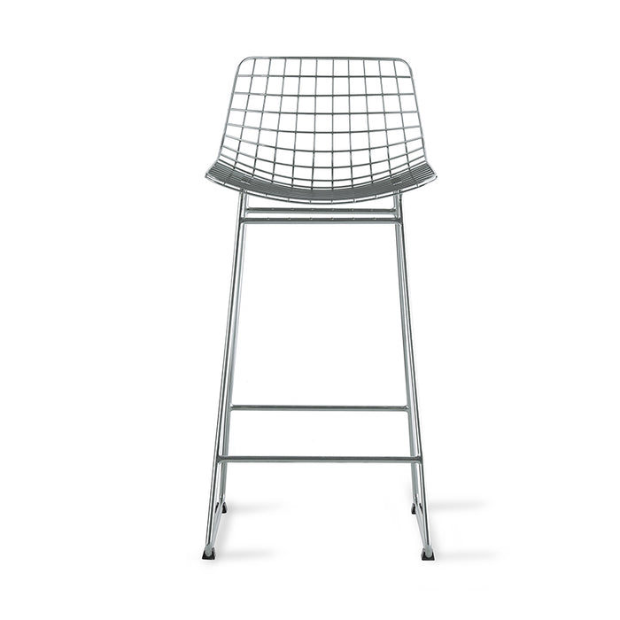 mid century modern bar stool in silver metal 