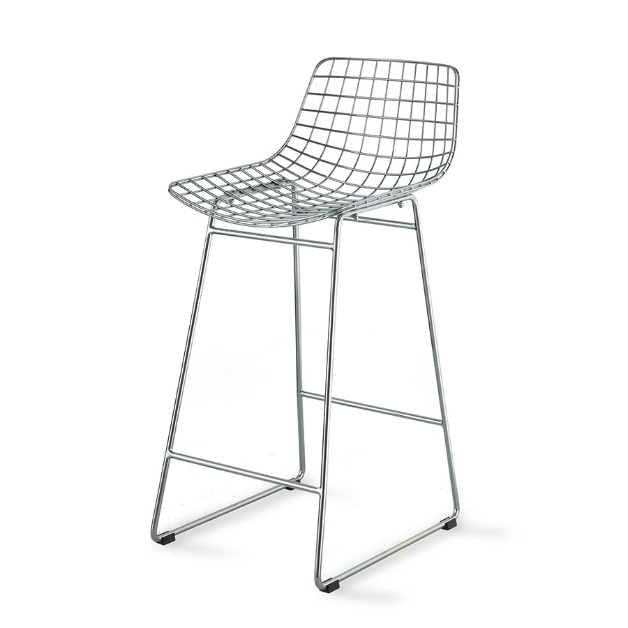 mid century modern bar stool in sliver with counter height