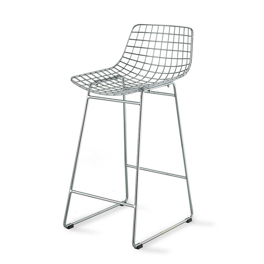 mid century modern bar stool in sliver with counter height