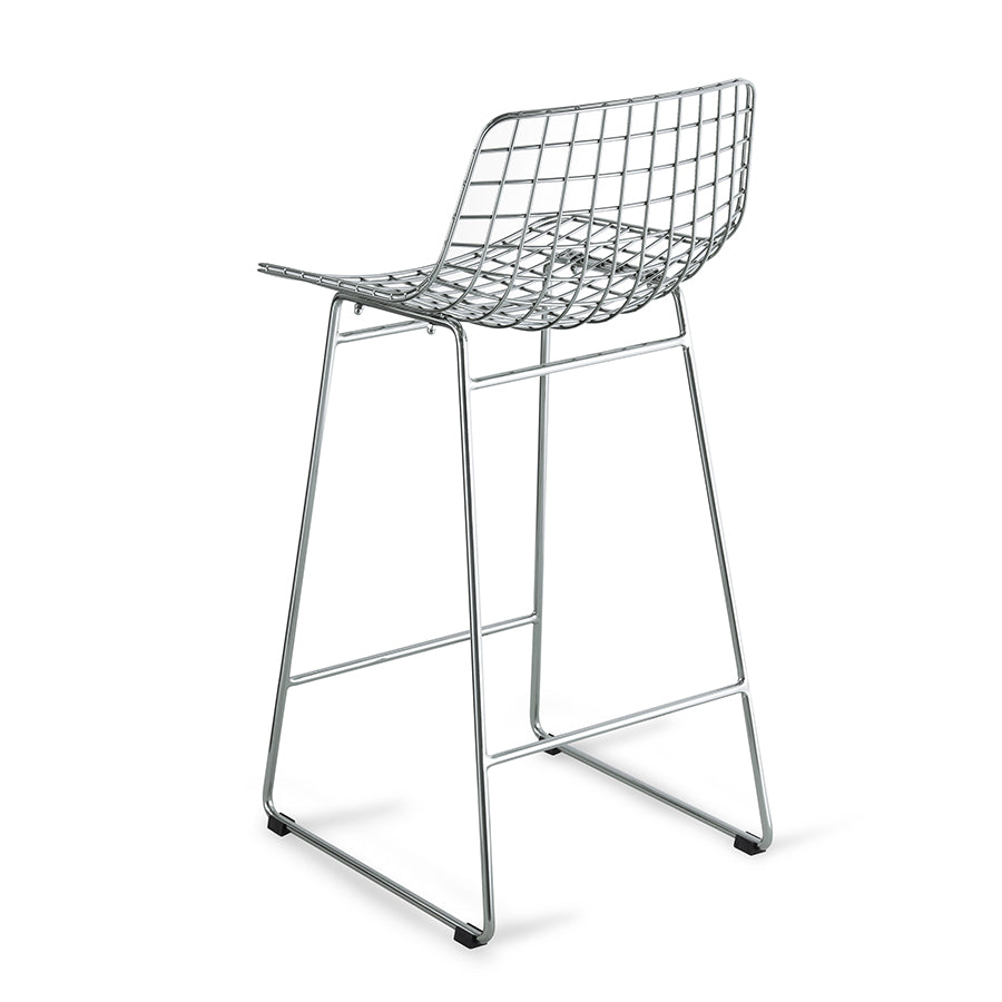 mid century modern bar stool in sliver with counter height