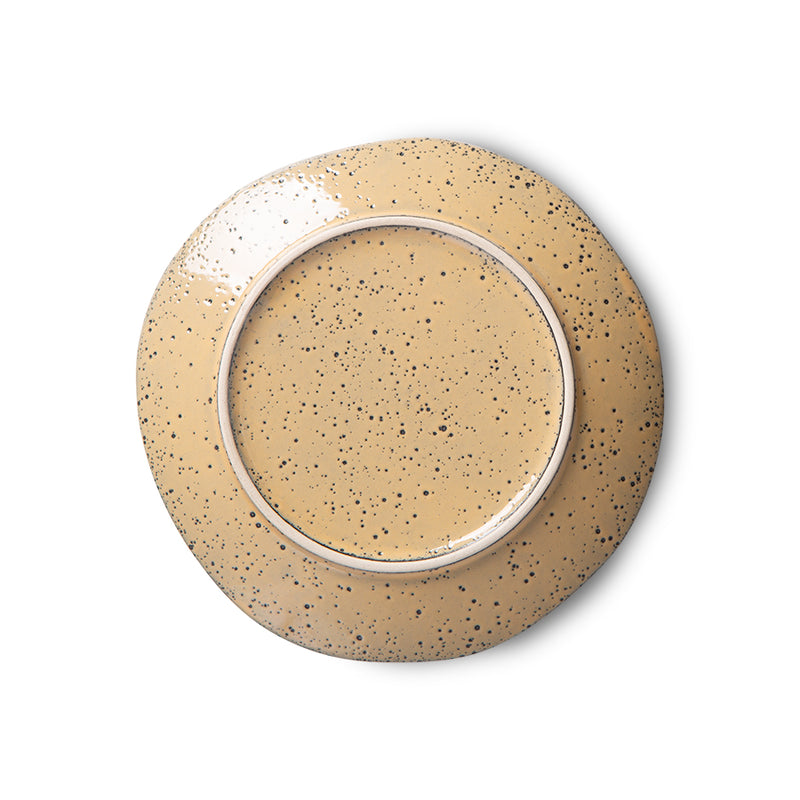 back of a peach colored appetizer plate