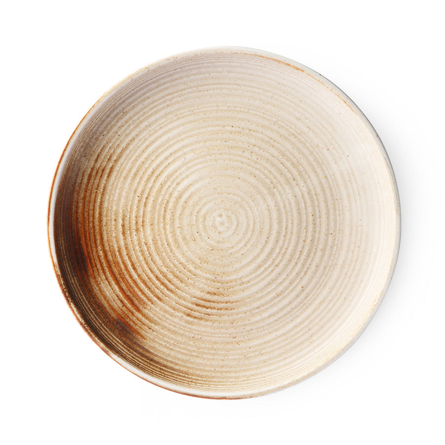 Chef ceramics - rustic dinner plate - cream/brown