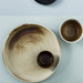 bird view of ceramic rustic dinner plate and bowl in brown 