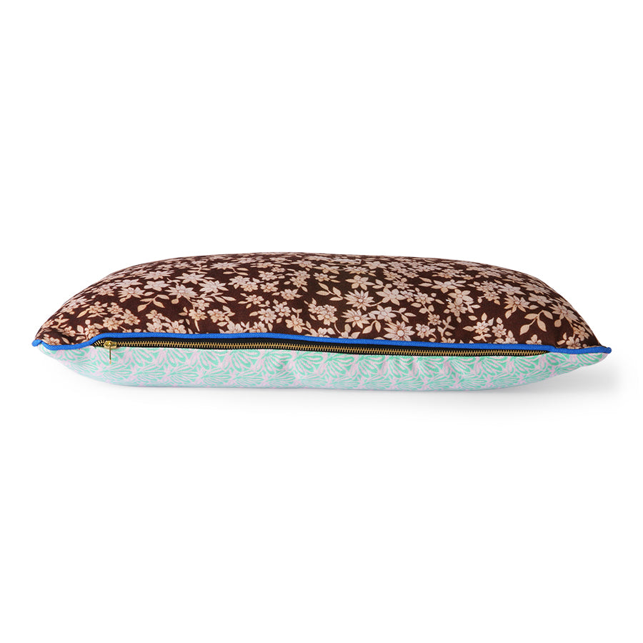 brown floral and green floral pattern pillow