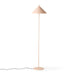 blush colored metal floor lamp with triangle shape hade