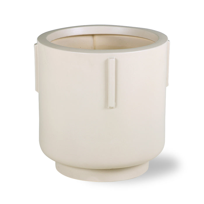 earthenware cream colored planter with 3D handles