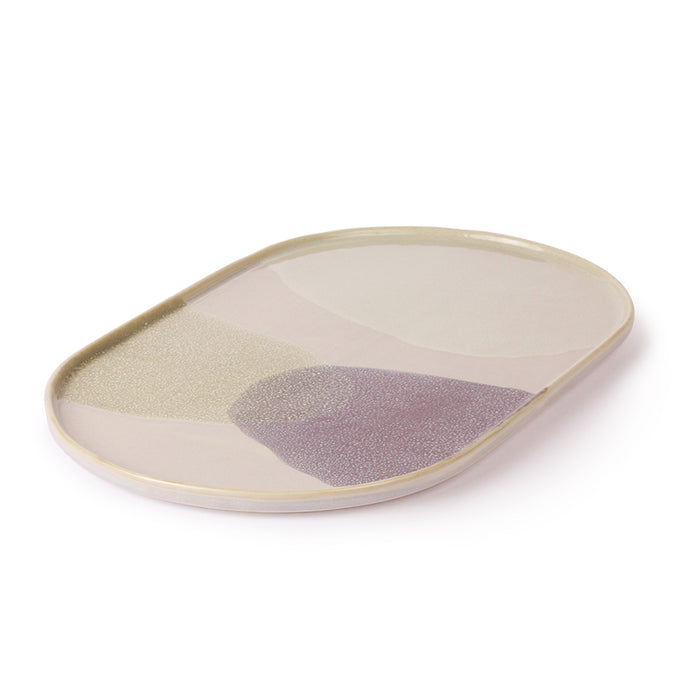 Gallery ceramics: oval dinner plate green lavender - set of 2