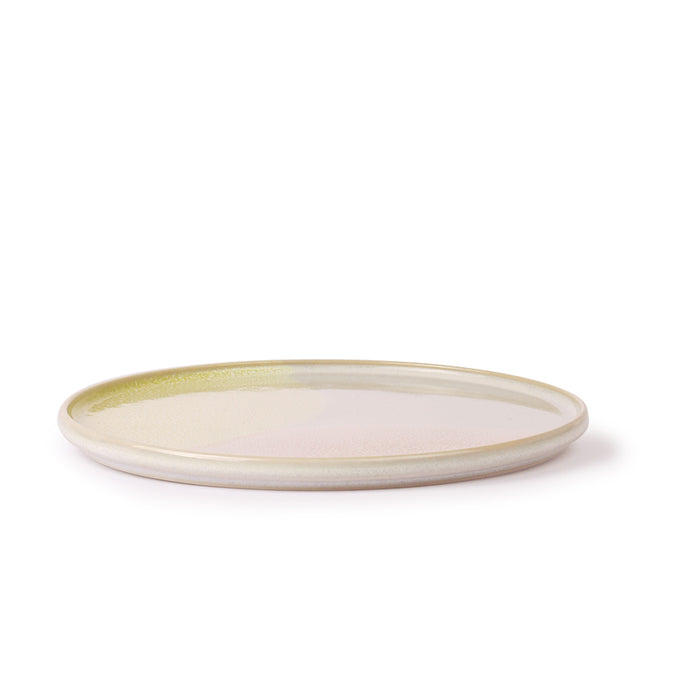 round stoneware side plate with subtle yellow blush and cream colors 