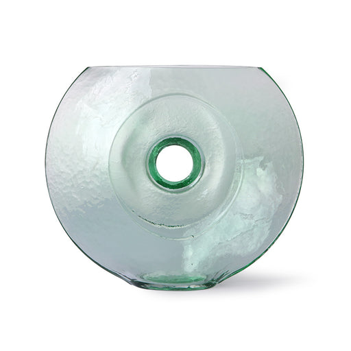 circle shape glass object with room for flowers