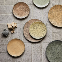 speckled ceramic plates in the mix