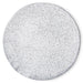front view of organic shaped dinner plate in white with grey speckles