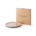 taupe colored breakfast plates in a gift box