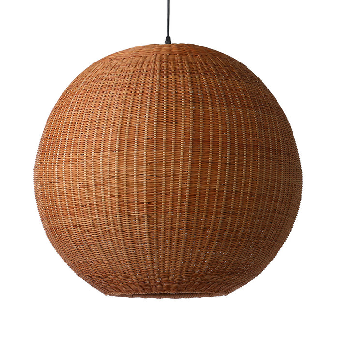 round hanging pendant ball light made of brown bamboo