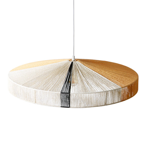 natural, white and black colored hand knotted rope pendant light fixture
