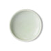 round deep side plate or flat bowl in mint green and white made from hand finished porcelain